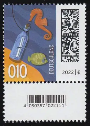 3723 Post bouteille 10 centimes - valeur 010, avec numéro et champ de code **