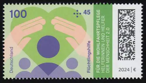 3812 Aide humanitaire 100+45 Aide aux réfugiés, frais de port **/MNH