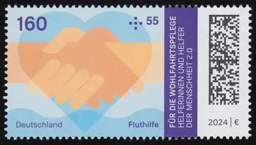 3813 Wohlfahrt Helfer 160+55 Fluthilfe, postfrisch **/MNH