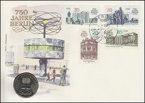 DDR-Numisbrief 750 Jahre Berlin Alexanderplatz 5-Mark-Gedenkmünze SSt 1987