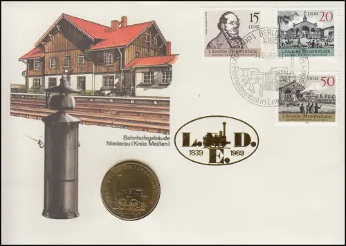 Lettre de Numissfall DDR 1. Deutsche Fernfermahn 5 Mark Genklebenspiele Saxonia ESSt 1989