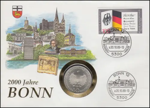 Numisbrief 2000 Jahre Bonn, 10 DM / 100 Pf., ESST Bonn 20.10.1989