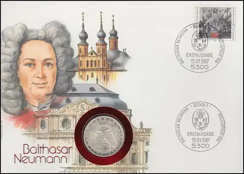 Nummisschreibung Balthazar Neumann, 5 FF / 80 Pf., ESTE Bonn 15.01.1987