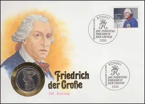 Nummisschrieb Friedrich le Grand, 5 FF / 80 Pf., ESTE Bonn 14 août 1986