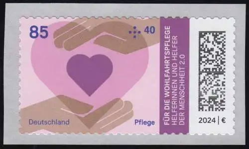 3816 Wohlfahrt Helfer 85+40 Pflege, selbstklebend aus der Rolle, postfrisch **