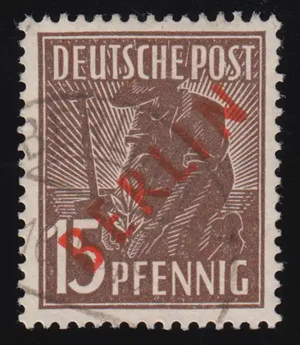 25 Rotaufdruck 15 Pf O gestempelt