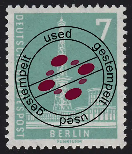 135wv Berliner Stadtbilder 7 Pf. SANS ligne de texte, papier gris-blanc O