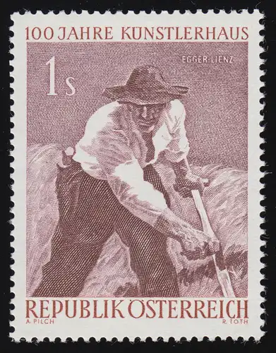 1087 100 J.Ges. Bildende Künstler, Der Bergmäher von Albin Egger-Lienz, 1 S **