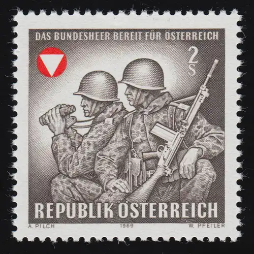 1293 Bundesheer, Soldaten in Tarnuniform, Nationalemblem, 2 S, postfrisch  **