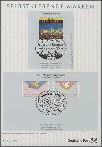 ETB S2/2010 selbstklebende Marken, Udo Lindenberg, Dt. Einheit etc.