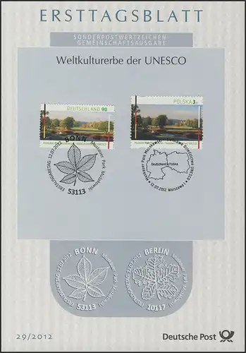 ETB 29/2012 UNESCO, Muskauer Park - Joint Issue avec la Pologne