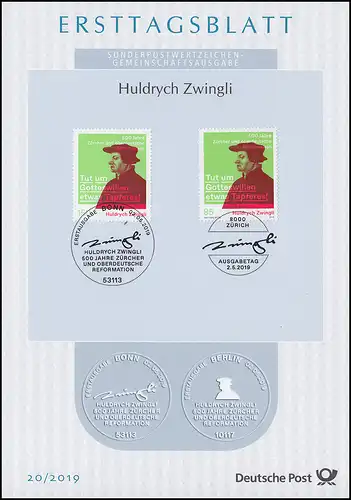 ETB 20/2019 Réforme Huldrych Zwingli - Édition commune avec la Suisse