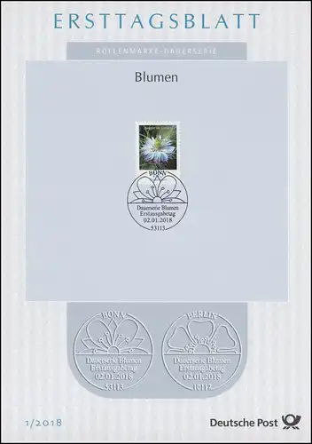 ETB 01/2018 Fleurs, Jungfer dans le vert 145 centimes