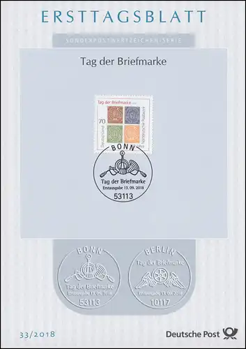 ETB 33/2018 Allemagne du Nord - Journée du timbre