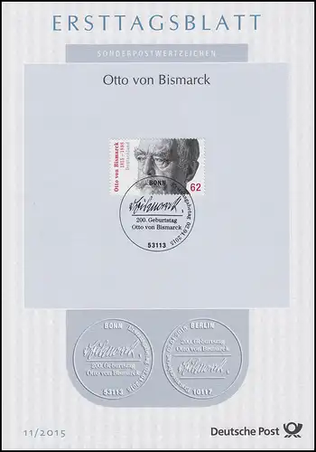 ETB 11/2015 Otto von Bismarck, Reichschancel