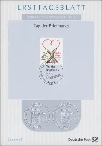 ETB 33/2016 Journée du timbre, Lettres d'amour