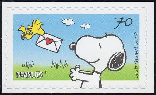 3371 Post für Snoopy, 10 Einzelmarken selbstklebend auf neutraler Folie, **