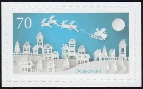 3423 Hiver Chariot de Noël, 10 timbres individuels sur film neutre, **