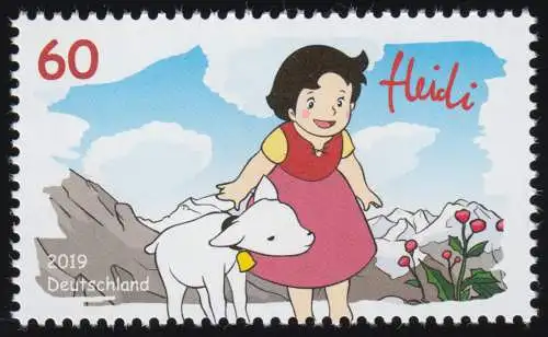 3506 héros de l'enfance - Heidi, 10 timbres individuels frais de port **