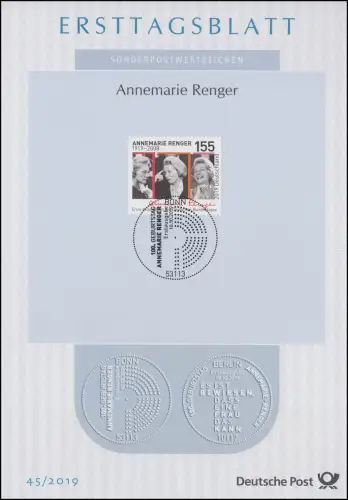 ETB 45/2019 Politikerin Annemarie Renger