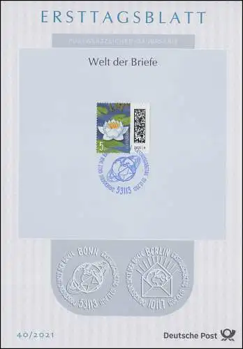 ETB 40/2021 Welt der Briefe 5 Cent: Seebriefrose