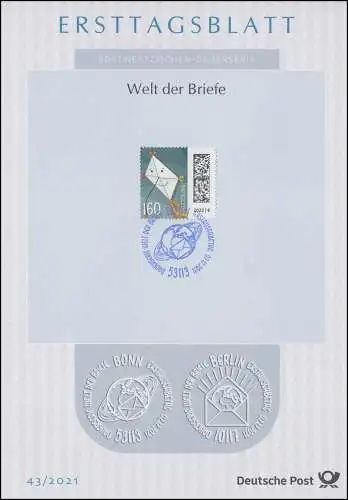 ETB 43/2021 Welt der Briefe 160 Cent: Briefdrachen