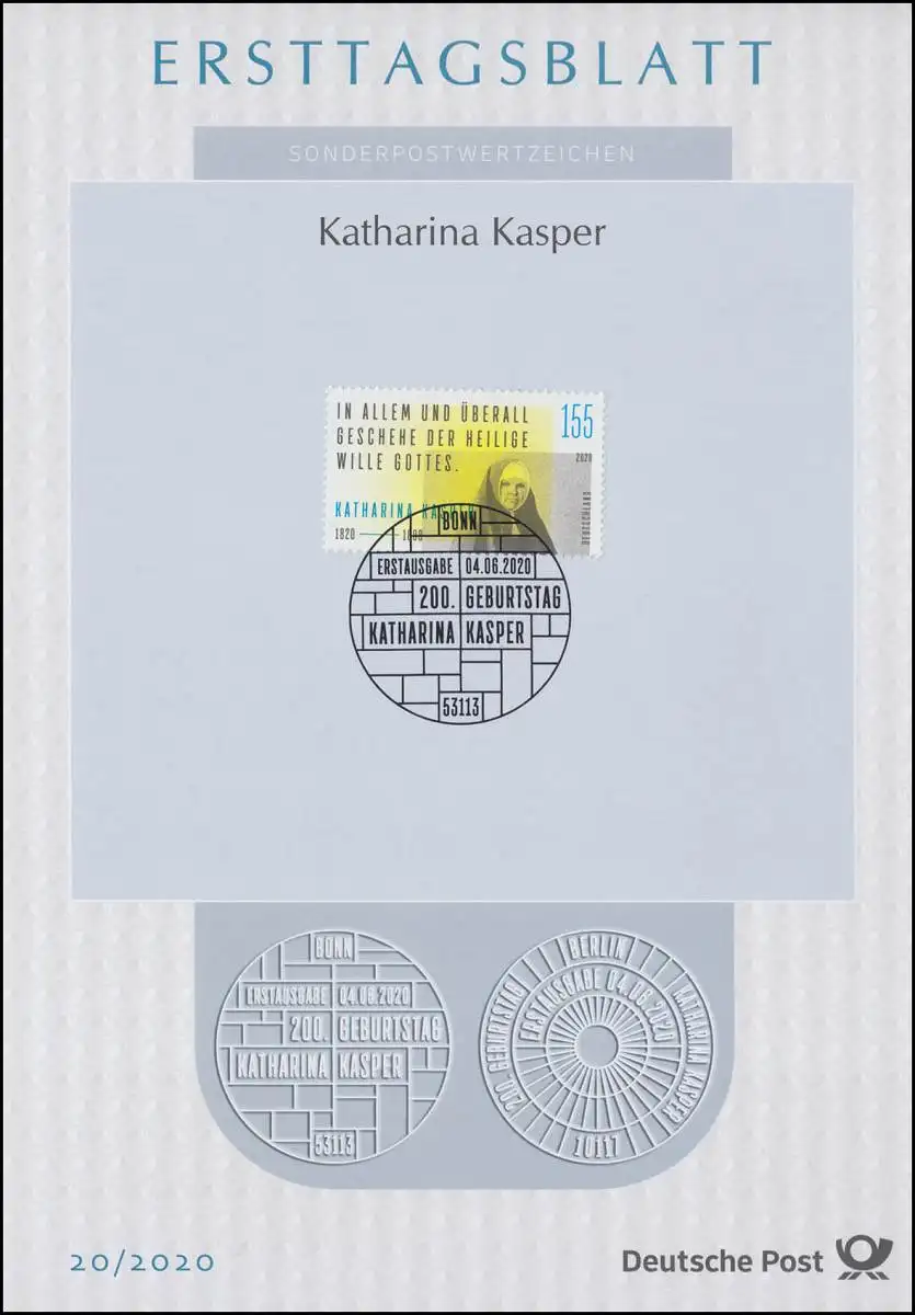 ETB 20/2020 Heilige der katholischen Kirche: Katharina Kasper