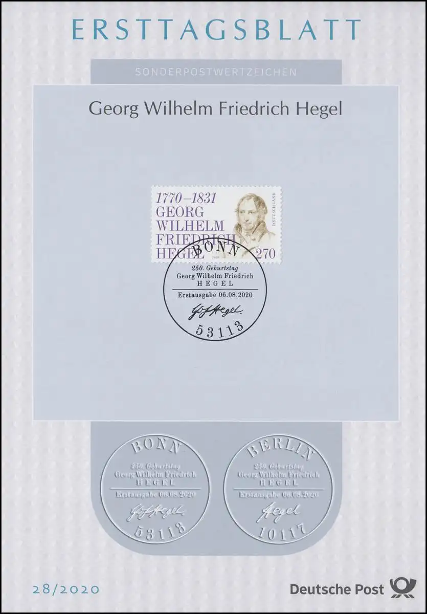 ETB 28/2020 Philosoph Georg Wilhelm Friedrich Hegel
