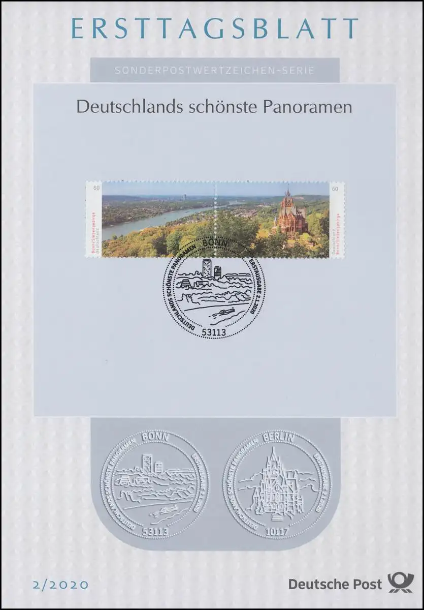 ETB 02/2020 Panoramen: Rheintal bei Bonn mit Schloß Drachenburg