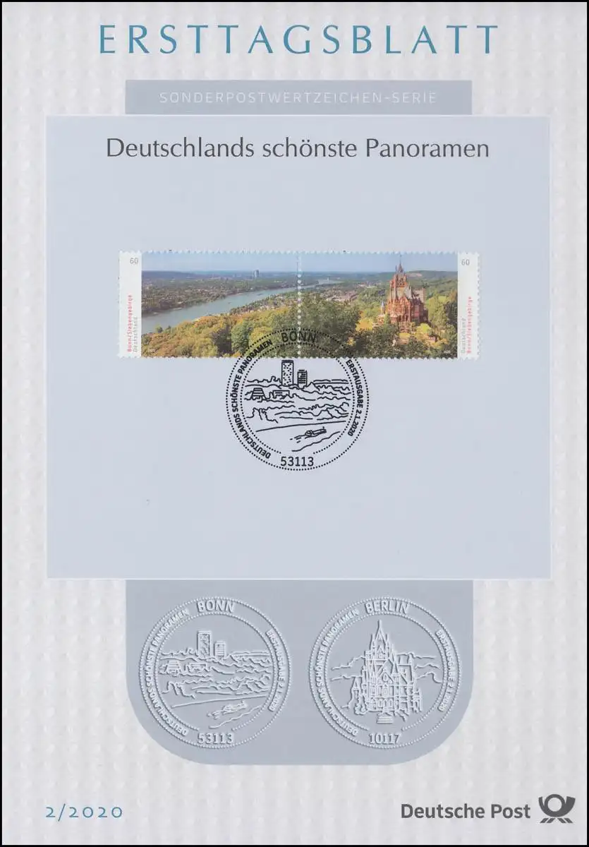 ETB 02/2020 Panoramen: Rheintal bei Bonn mit Schloss Dragenburg