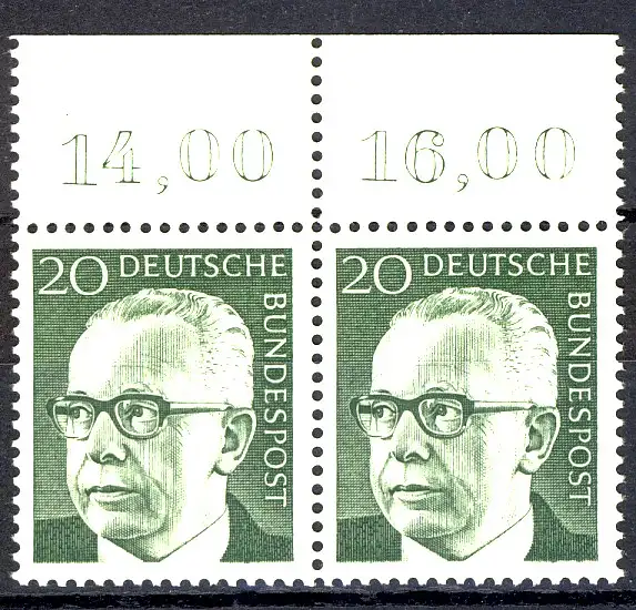 637 Heinemann 20 Pf Paar OR ** postfrisch