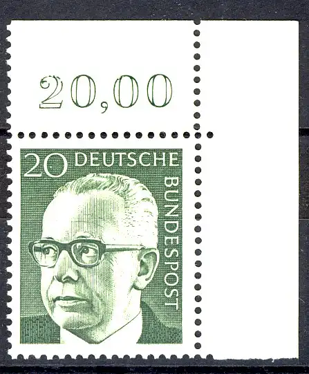 637 Heinemann 20 Pf Ecke or ** postfrisch