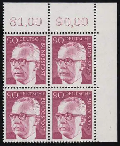 643 Heinemann 90 Pf Eck-Vbl. or ** postfrisch