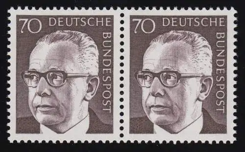 641 Heinemann 70 Pf waag. Paar ** postfrisch