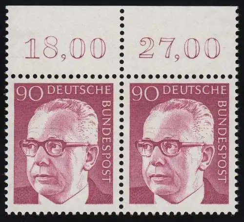 643 Heinemann 90 Pf Paar OR ** postfrisch