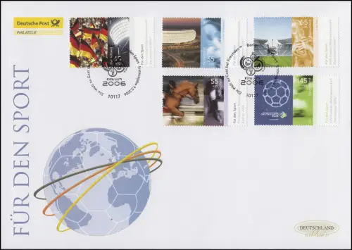 2517-2521 Sporthilfe Fußball-WM, Satz auf Schmuck-FDC Deutschland exklusiv