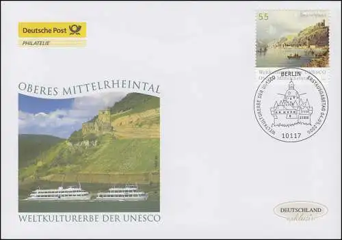 2536 UNESCO - Haute vallée du Rhin Mittel, FDC Bijoux Allemagne exclusivement