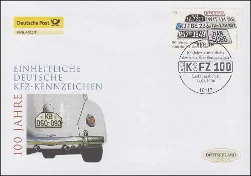 2551 Marques d'immatriculation uniformes de voiture, Bijoux FDC Allemagne exclusivement