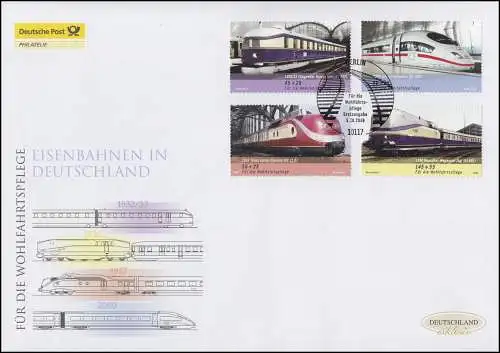 2560-2563 Wofa - Eisenbahnen, Satz auf Schmuck-FDC Deutschland exklusiv
