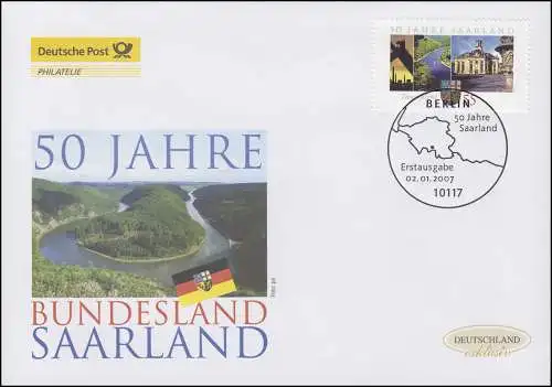 2581 Bundesland Saarland, Schmuck-FDC Deutschland exklusiv