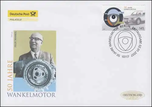 2582 Wankelmotor, Bijoux FDC Allemagne exclusivement