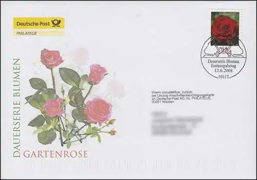 2669 Blume Gartenrose 55 Cent, Schmuck-FDC Deutschland exklusiv