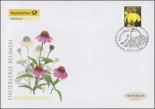 2715 fleur chapeau de soleil 65 cents - autocollant, bijoux FDC Allemagne exclusif