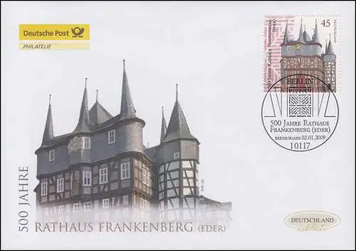 2713 Rathaus Frankenberg / Eder, Schmuck-FDC Deutschland exklusiv