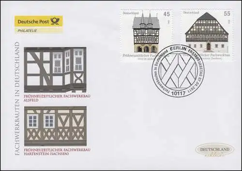 2861-2862 Fachwerkbauten, Satz auf Schmuck-FDC Deutschland exklusiv