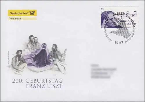 2846 Komponist und Pianist Franz Liszt, Schmuck-FDC Deutschland exklusiv