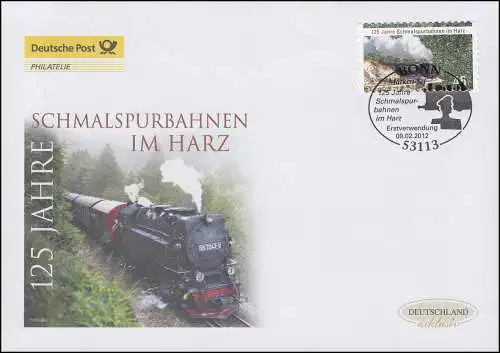 2916 Schmalspurbahnen im Harz - selbstklebend, Schmuck-FDC Deutschland exklusiv