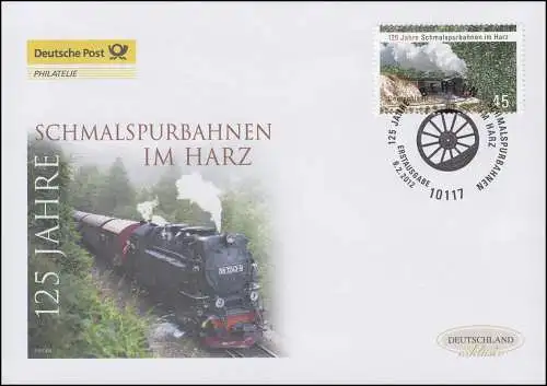 2910 Schmalspurbahnen im Harz, Schmuck-FDC Deutschland exklusiv