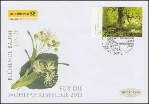 2986 Blühende Bäume: Linde, selbstklebend, Schmuck-FDC Deutschland exklusiv
