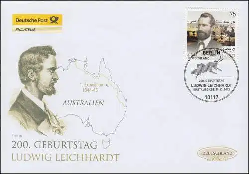 3032 Ludwig Leichhardt, Schmuck-FDC Deutschland exklusiv